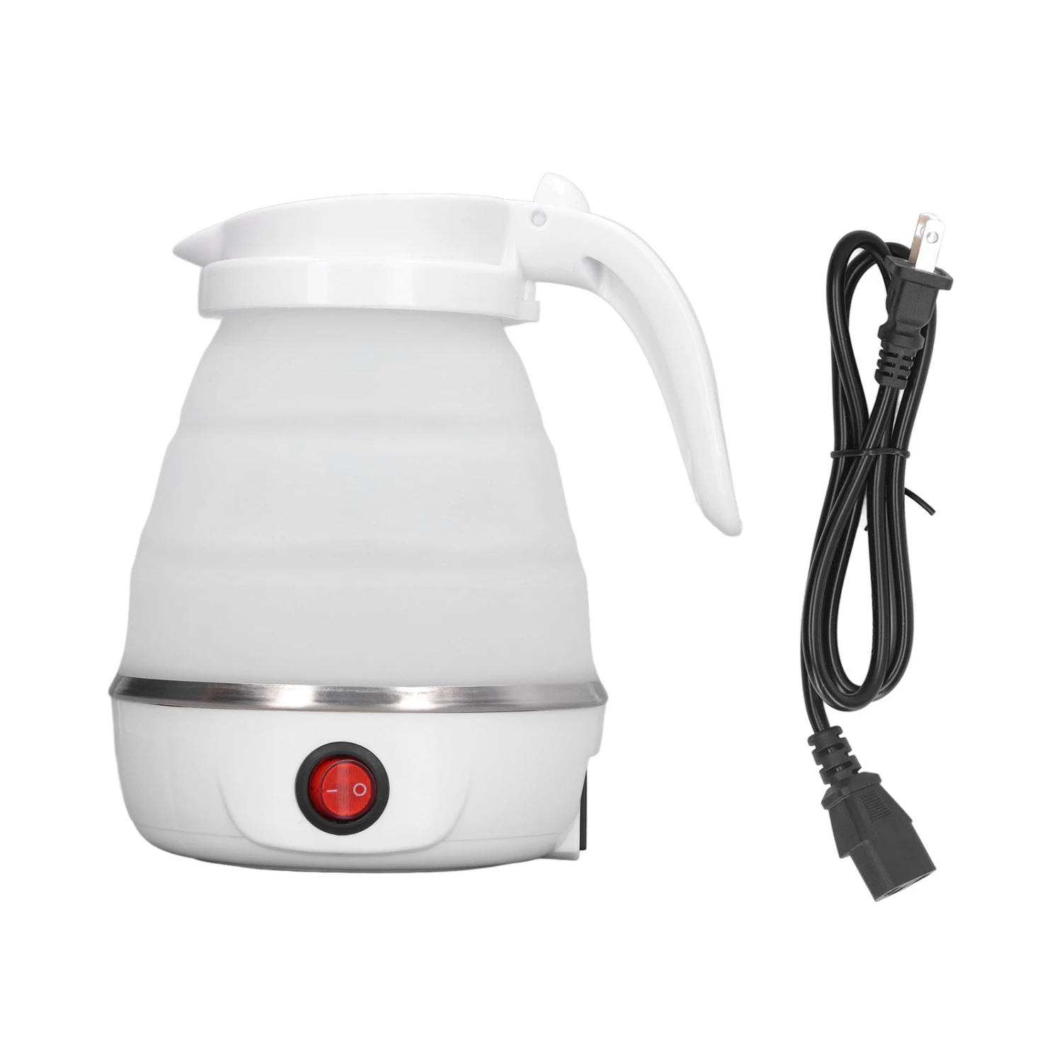 Folding Electric Kettle 0.6L 400W US Plug 110V Collapsible Hot Water Kettle for Hot Milk Coffee Tea Boiling Water White