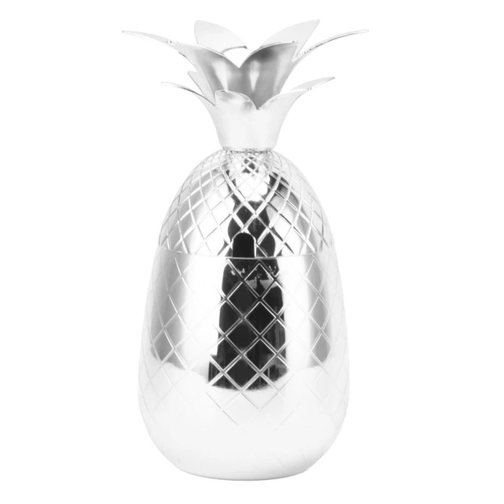 Cocktail Shaker Pineapple Shape Stainless Steel Polished Smooth Surface 500ml for Home Bar Silver