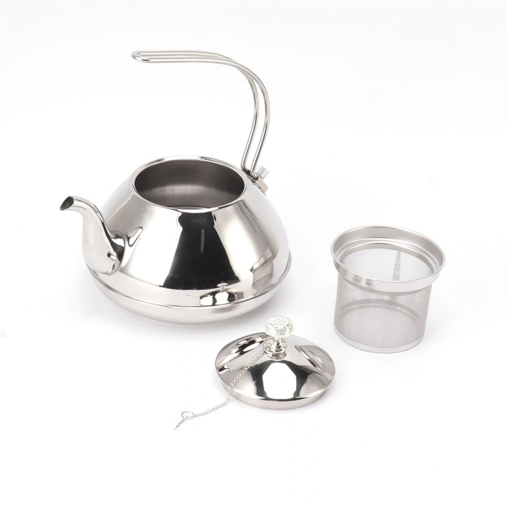 Stainless Steel Teapot Large Capacity Stovetop Kettle with Filter for Home Camping 1.5L Silver