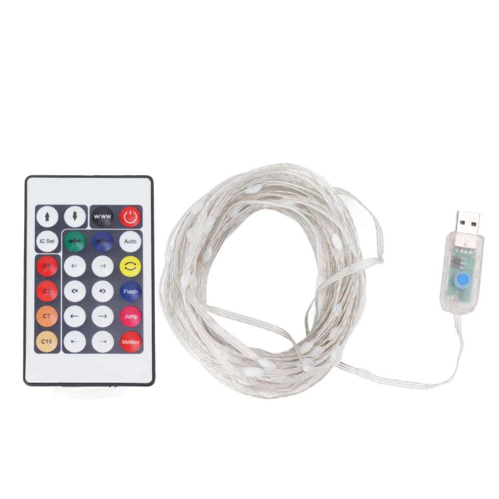 LED String Light Multi Colored USB Powered Decorative 100 LEDs Fairy Lights with Remote Control for Bedroom Terrace