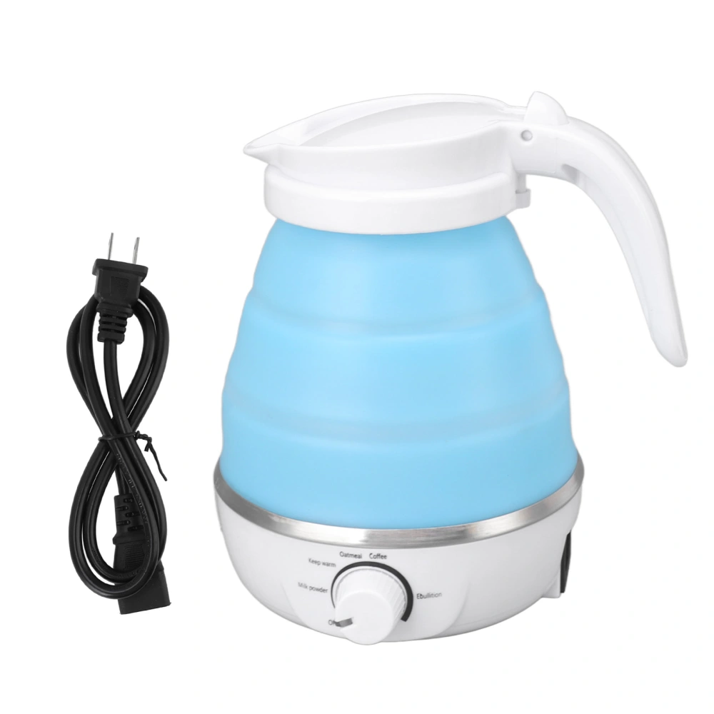 0.6L Foldable Electric Kettle 600W Heat Resistant Rust Proof Portable Electric Kettle for Travel US Plug 110V Blue