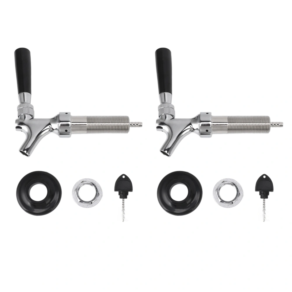 2 Set Beer Tap Stainless Steel Good Sealing 4‑1/8inch Shank 1/4 Barb Beer Faucet G1/2 Thread