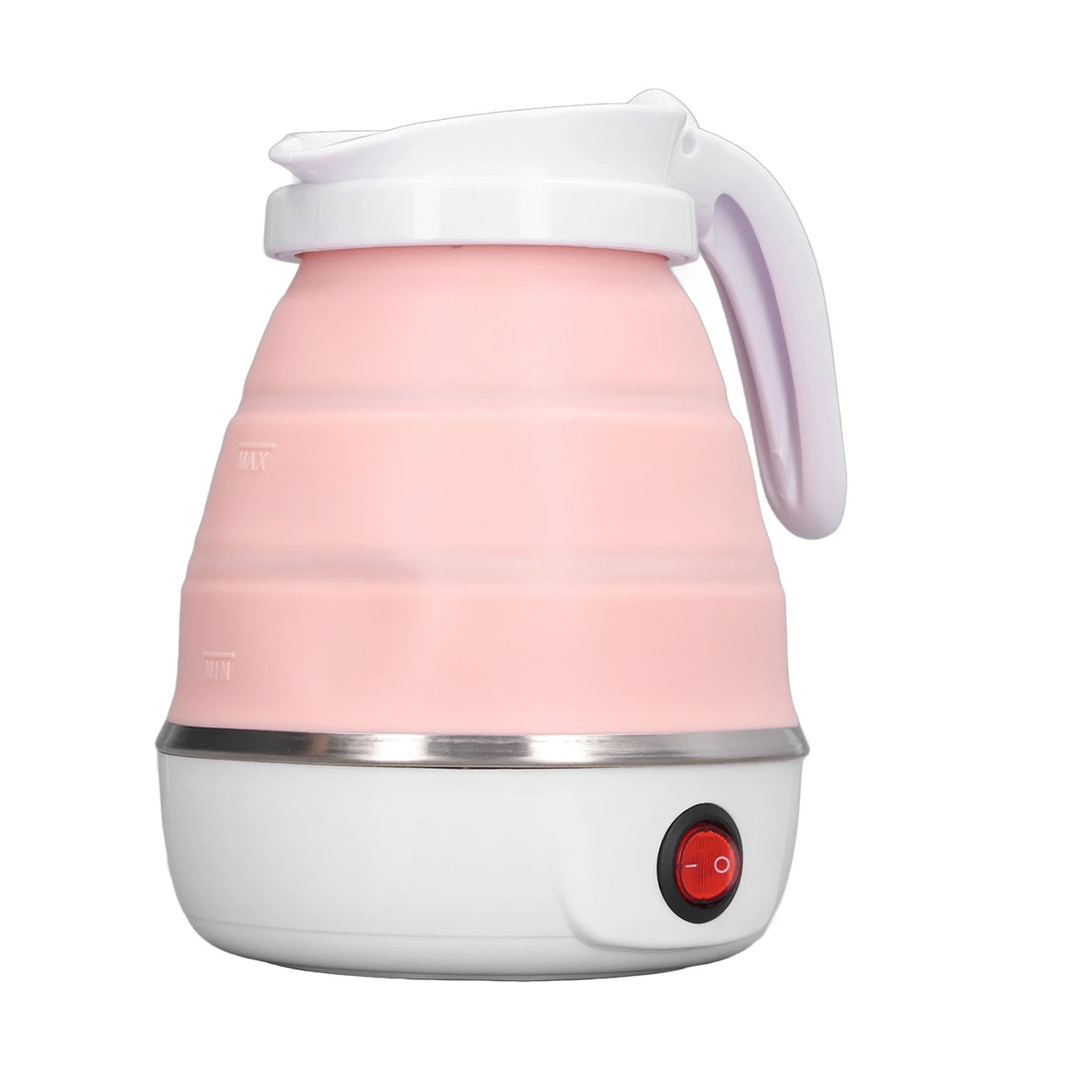 Folding Electric Kettle 0.6L 400W US Plug 110V Collapsible Hot Water Kettle for Hot Milk Coffee Tea Boiling Water Pink