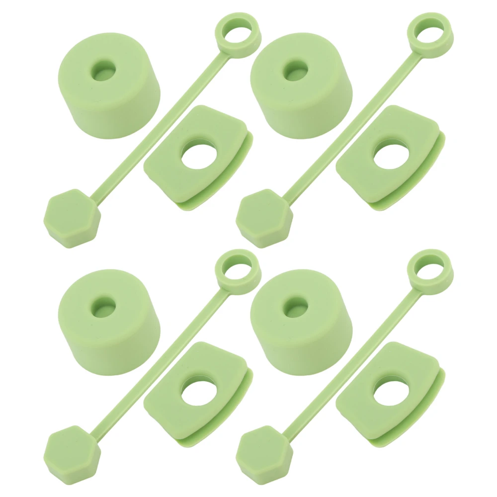 4 Set Silicone Spill Proof Stopper Set Tumbler Accessories Including Straw Cover Cap Square Leak Stopper Round Lid Stopper Plug Green