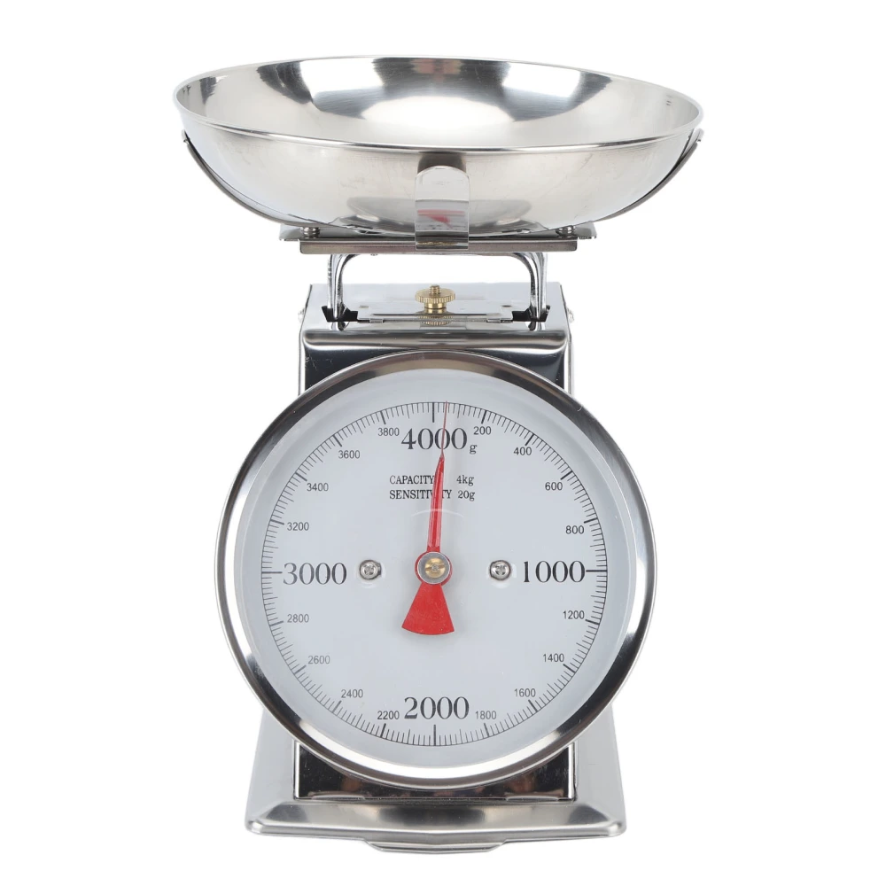 Mechanical Scale High Accuracy Stainless Steel Dial Food Scale with Removable Bowl for Kitchen Baking Cooking 4KG