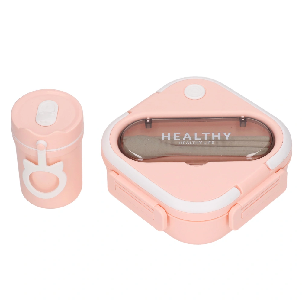 Lunch Box Container Minimalist Cute Portable Leakproof Bento Box with Cup Chopsticks Spoon for Students Work Pink