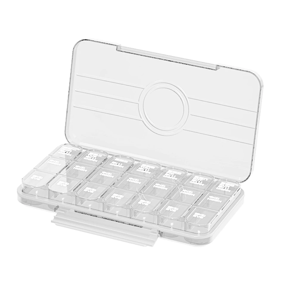 Medicine Organizer Portable Plastic Transparent Daily Medicine Box Storage Case for Fish Oil Vitamins Supplements 21 Compartments