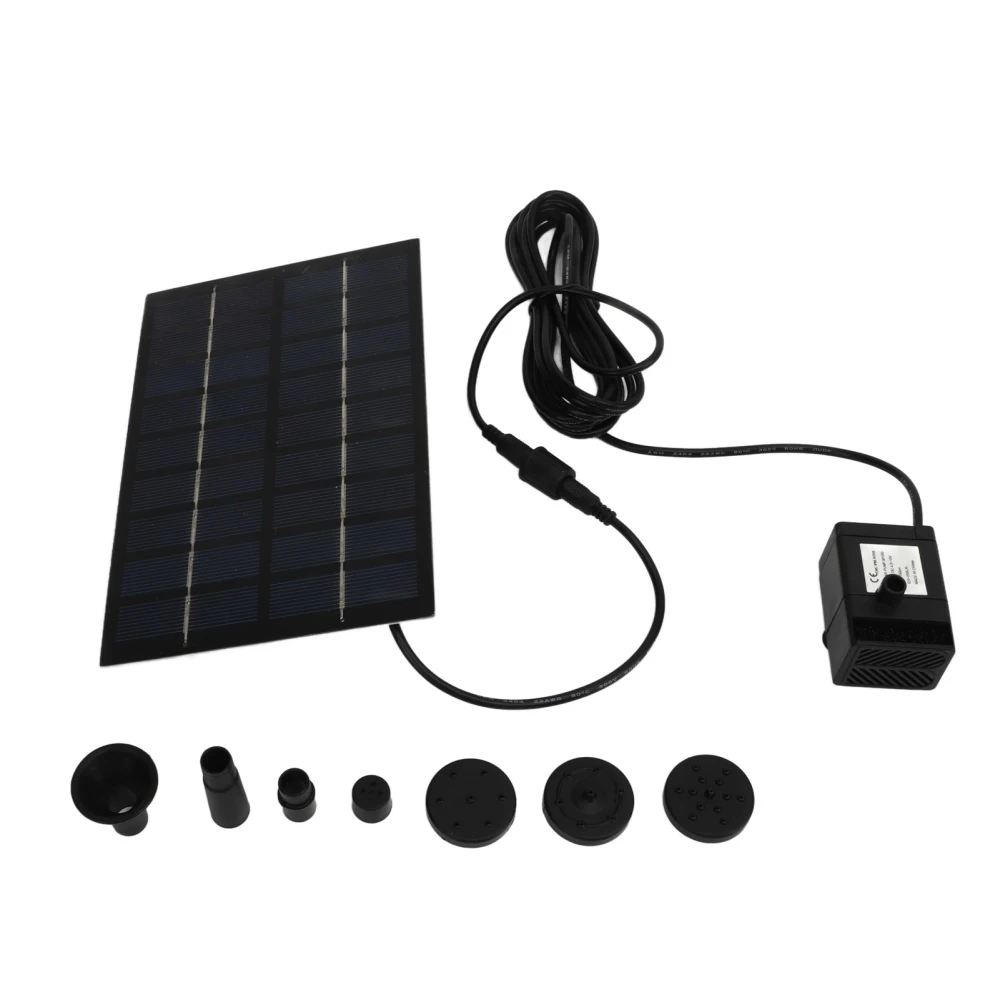 Solar Water Pump Kit 9V 1.8W Easy Mounting Anti Clogging Mesh Solar Pond Pump with Nozzles for Garden Pool Decoration