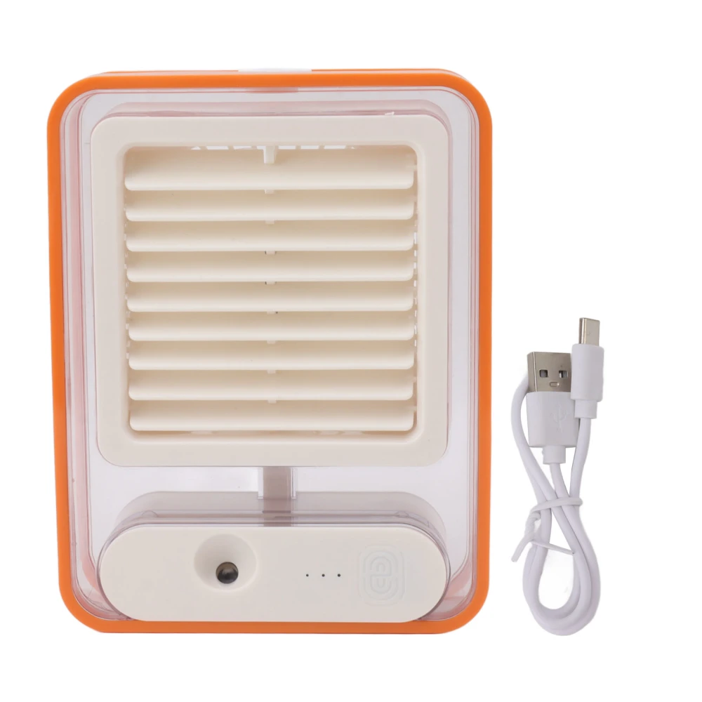 Table Air Cooler Usb Charging Orange Portable Mini Desktop Humidifier Fan Low Noise with Colored Night Light