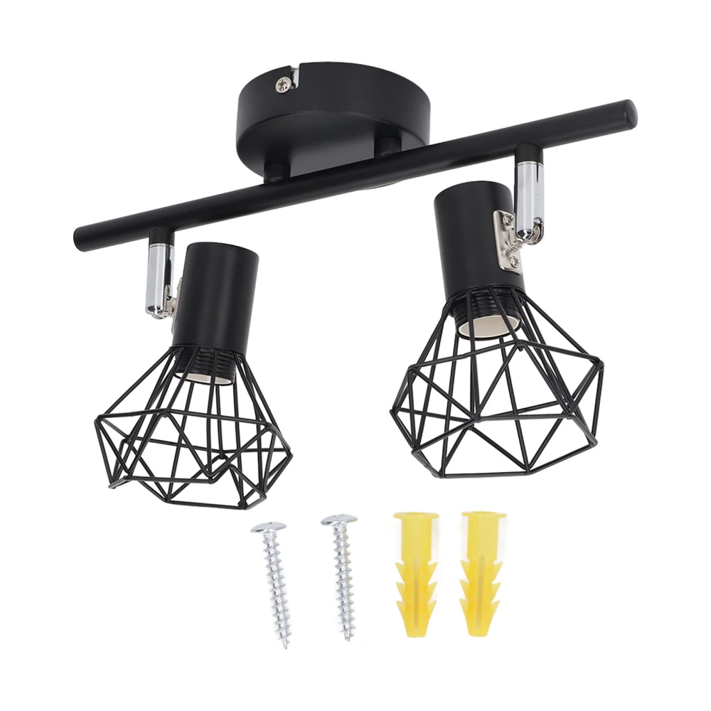 Ceiling Spot Light Fixture 2 Lights Track Light Holder E14 Lamp Holder Adjustable Vintage Tracking Light Kit 85‑265V