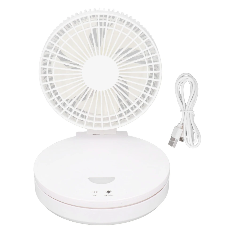 Desktop Fan Adjustable USB Charging Quiet Mini Table Fan with Night Light for Home Bedroom Office