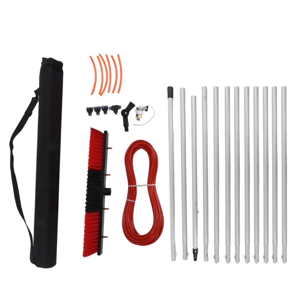 Water Fed Pole Kit Water Fed Brush Heavy Duty Large Size Portable Water Washing Extendable Cleaner Solar Panel Cleaning System 12m Pole Plus 50cm Water Brush