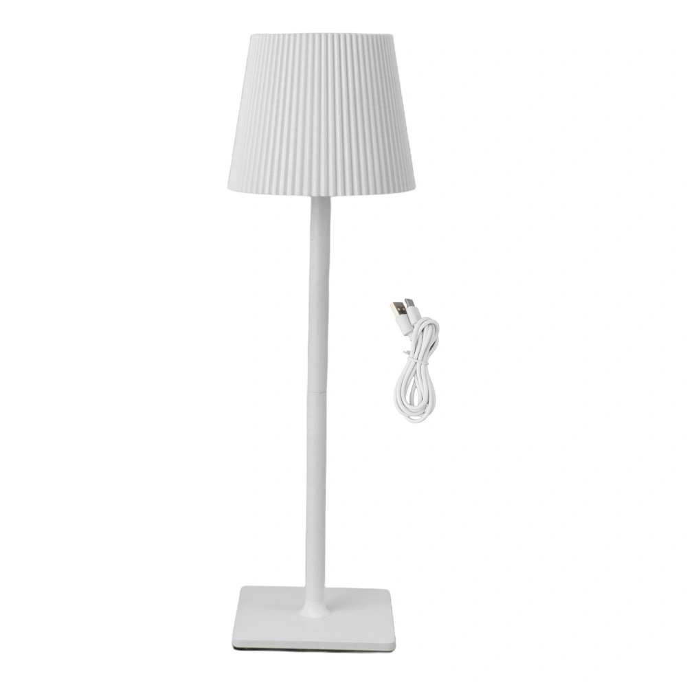 Cordless Table Lamp Pleated Lampshade Rechargeable LED Lamp Home Decoration for Reading White