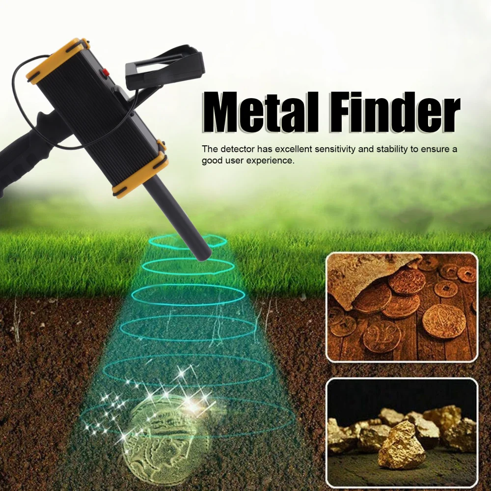 GR6000 Metal Detector Yellow Edge Display 15m Depth 1000m Range Metal Finder Scanner Equipment 100‑240V EU Plug