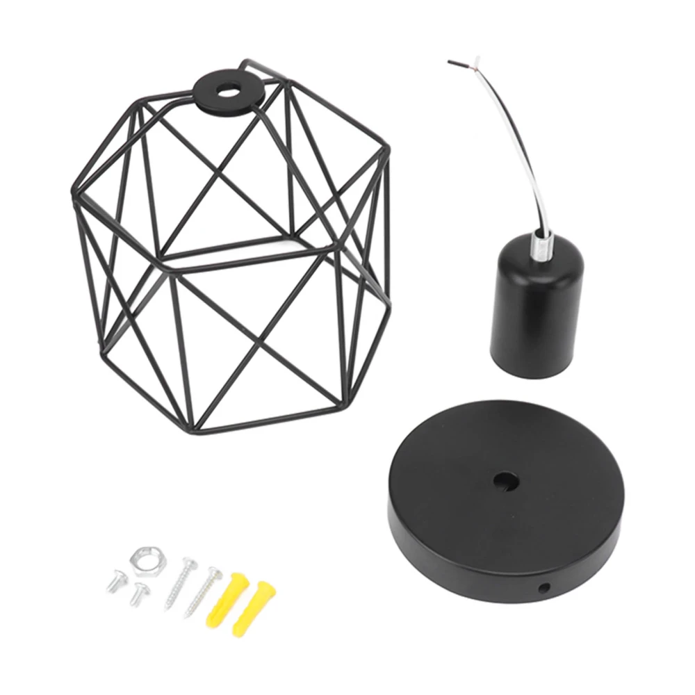 E27 E26 Retro Cage Ceiling Light Holder 85‑265V Black Ceiling Fan Light Shade Cover for Laundry Living Room Hallway