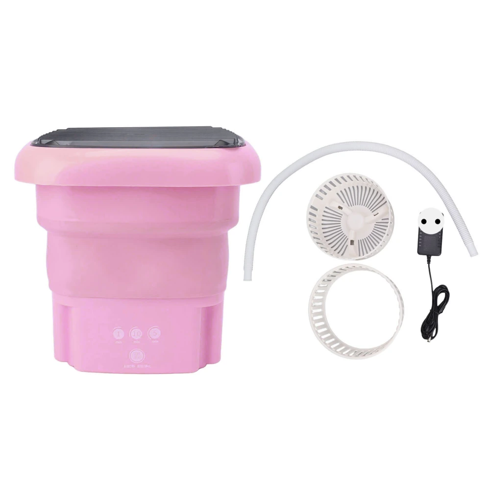 Small Foldable Washer Clothing Underwear Automatic Folding Washing Machine for Dormitory 100‑240V Pink EU Plug