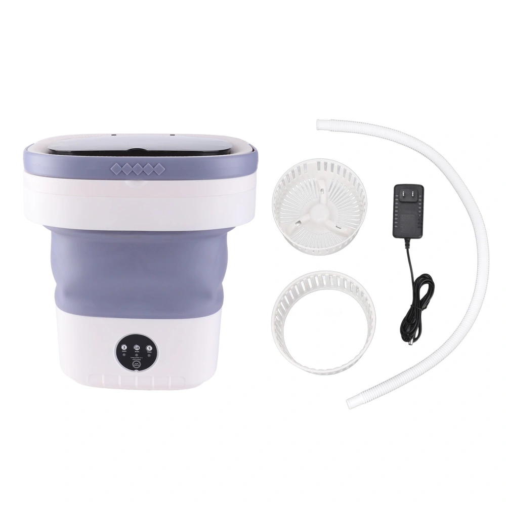 7.5L Mini Portable Bucket Washer Foldable Washing Machine with Soft Spin Dry and Drainage Pipe 100‑240V Purple US Plug