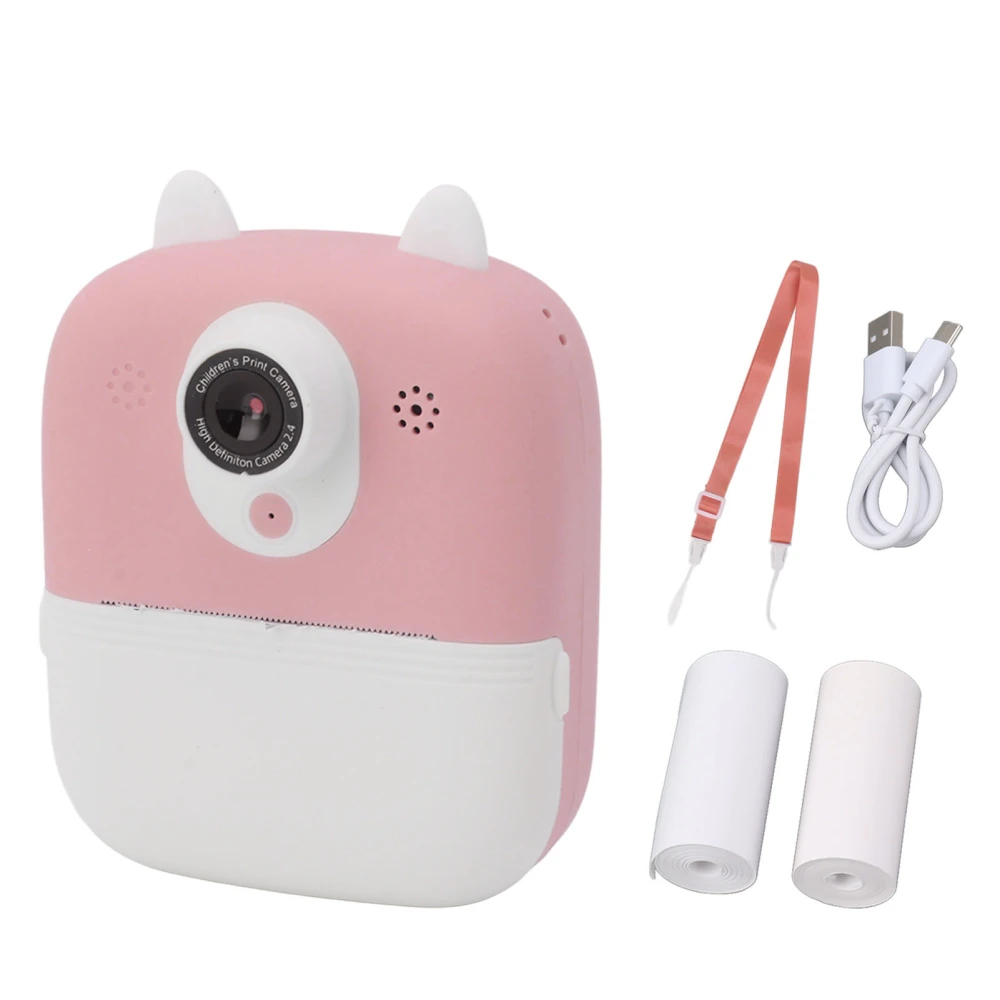 Instant Camera 2.4in HD Kids Digital Instant Camera Dual Lens Instant Print Digital Camera for Home Traveling Pink