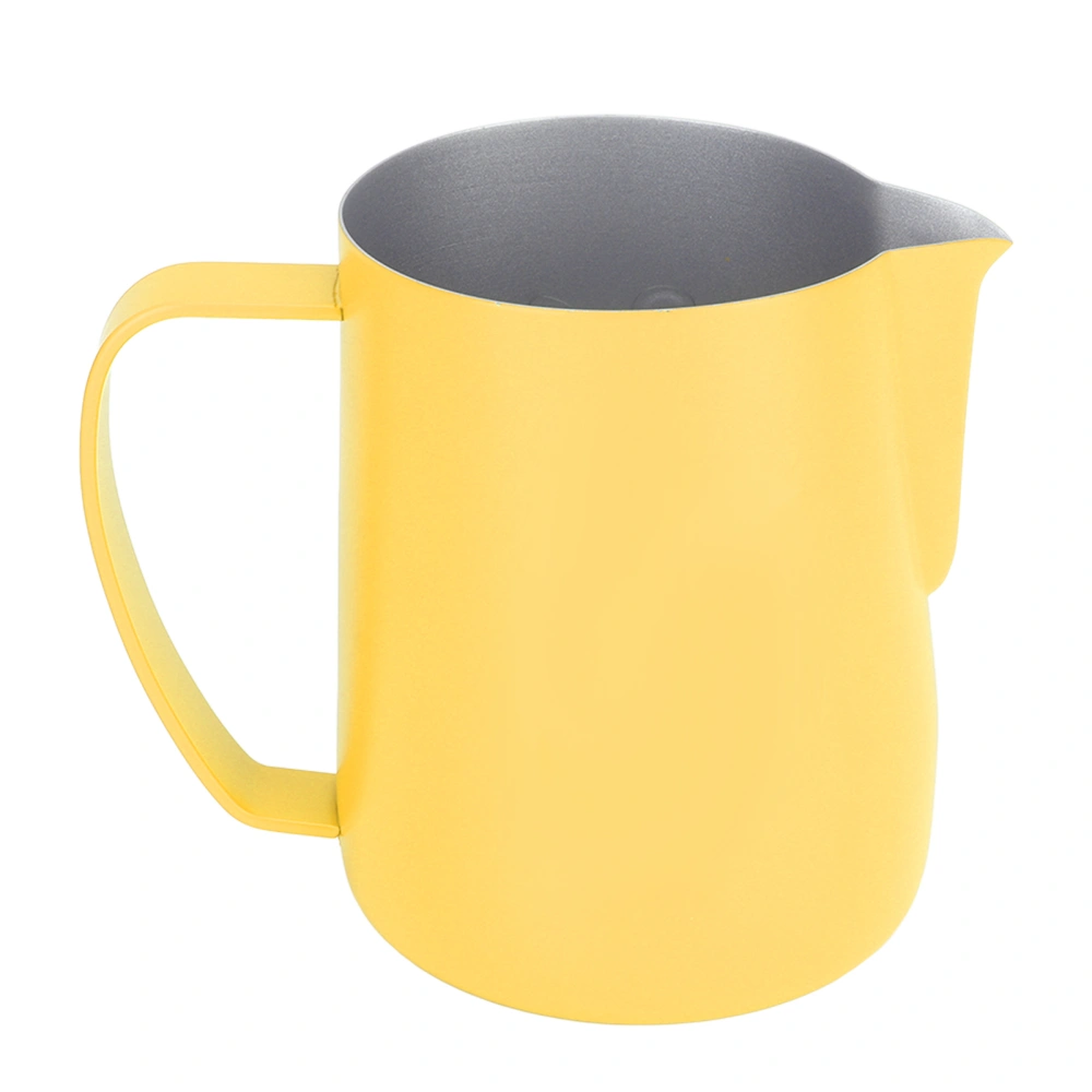 600ml Milk Frothing Pitcher Coffee Steaming Pitcher Stainless Steel Milk Coffee Art Frothing Pitcher Point Mouth Milk Jug Cup Light Yellow