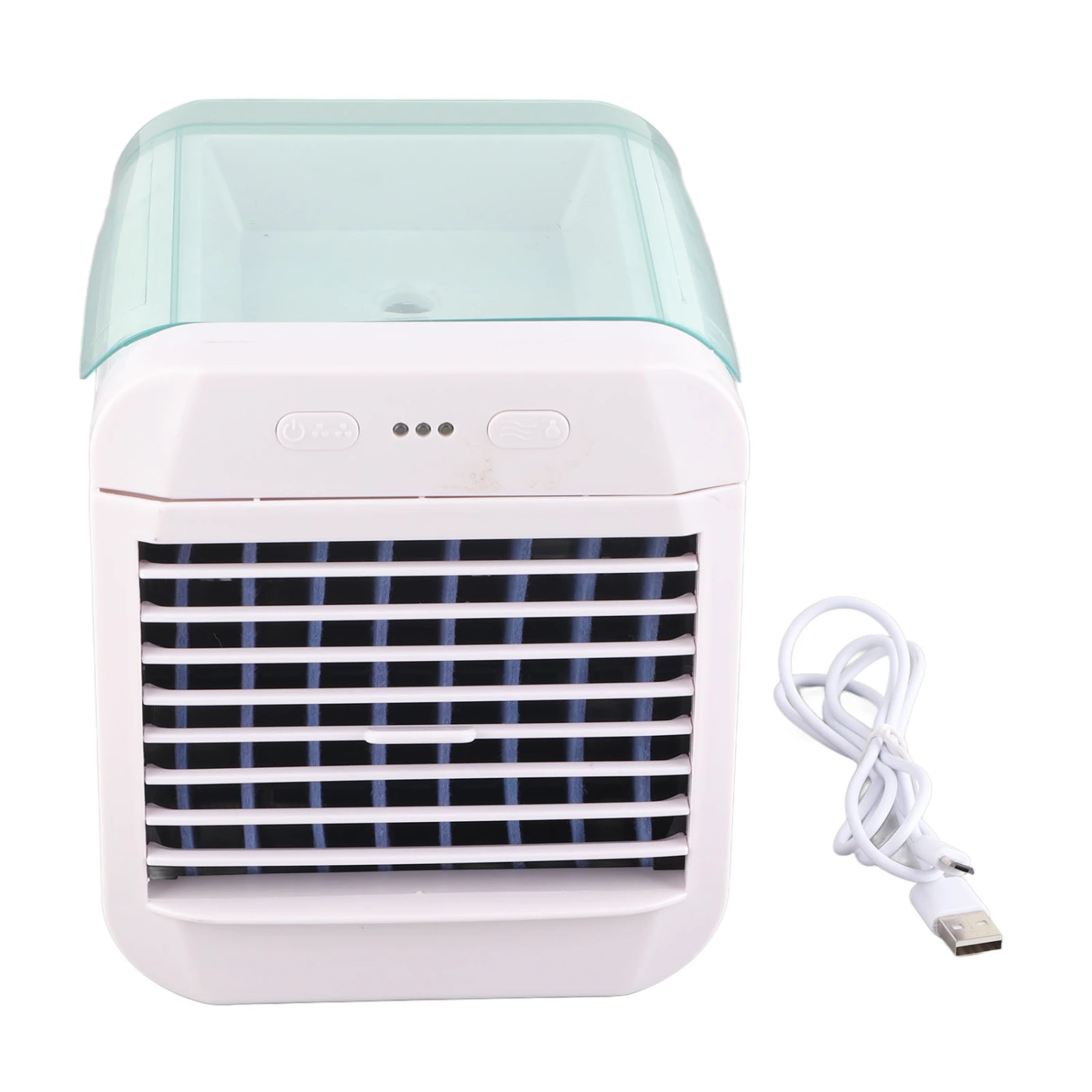 Portable Air Conditioner Mini Cooling Fan Air Cooler 3 Wind Speed Desktop USB Powered Humidifier Night Light Fan Blue
