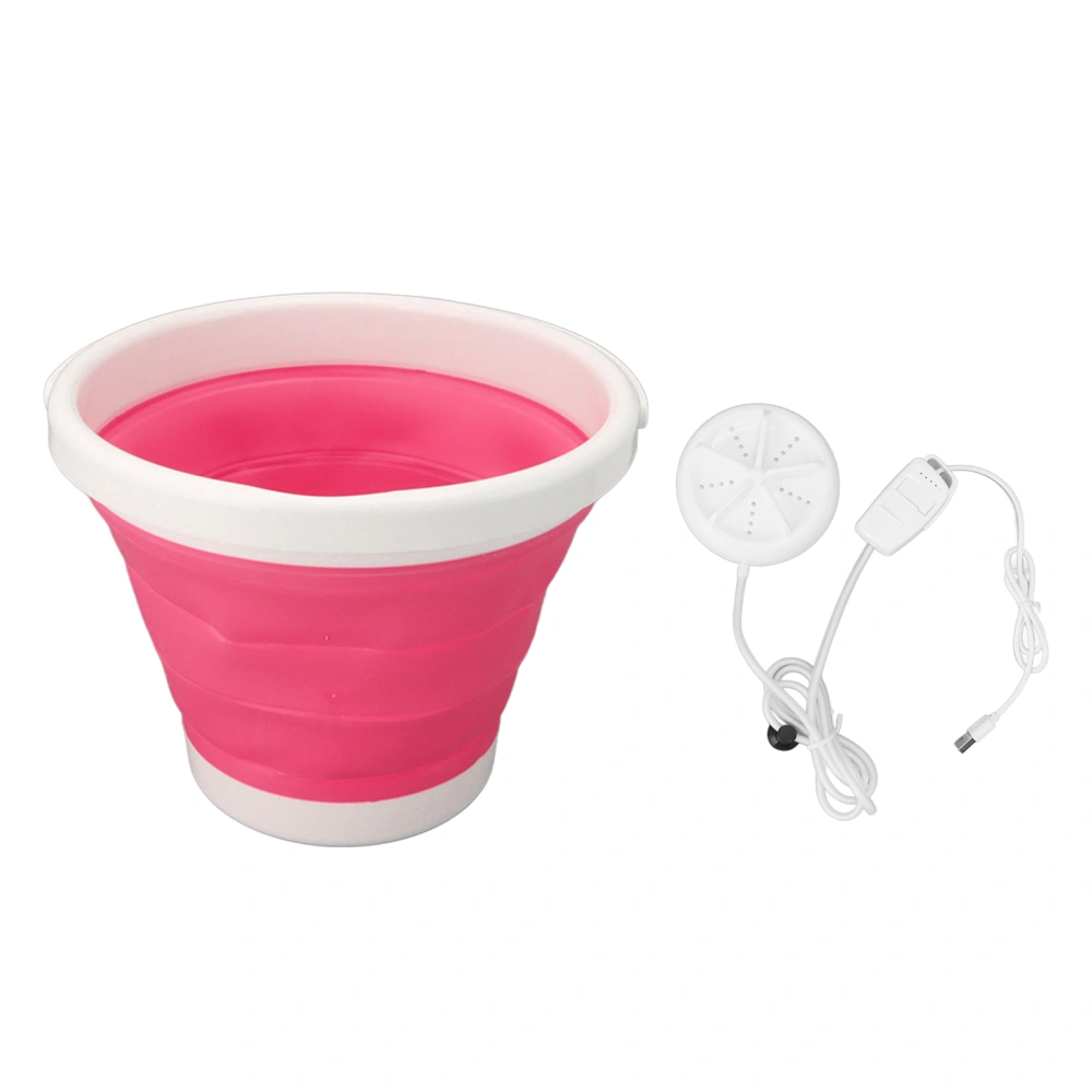 5L Portable Ultrasound Washer USB Folding Bucket Washing Machine for Baby Underwear Socks Pink