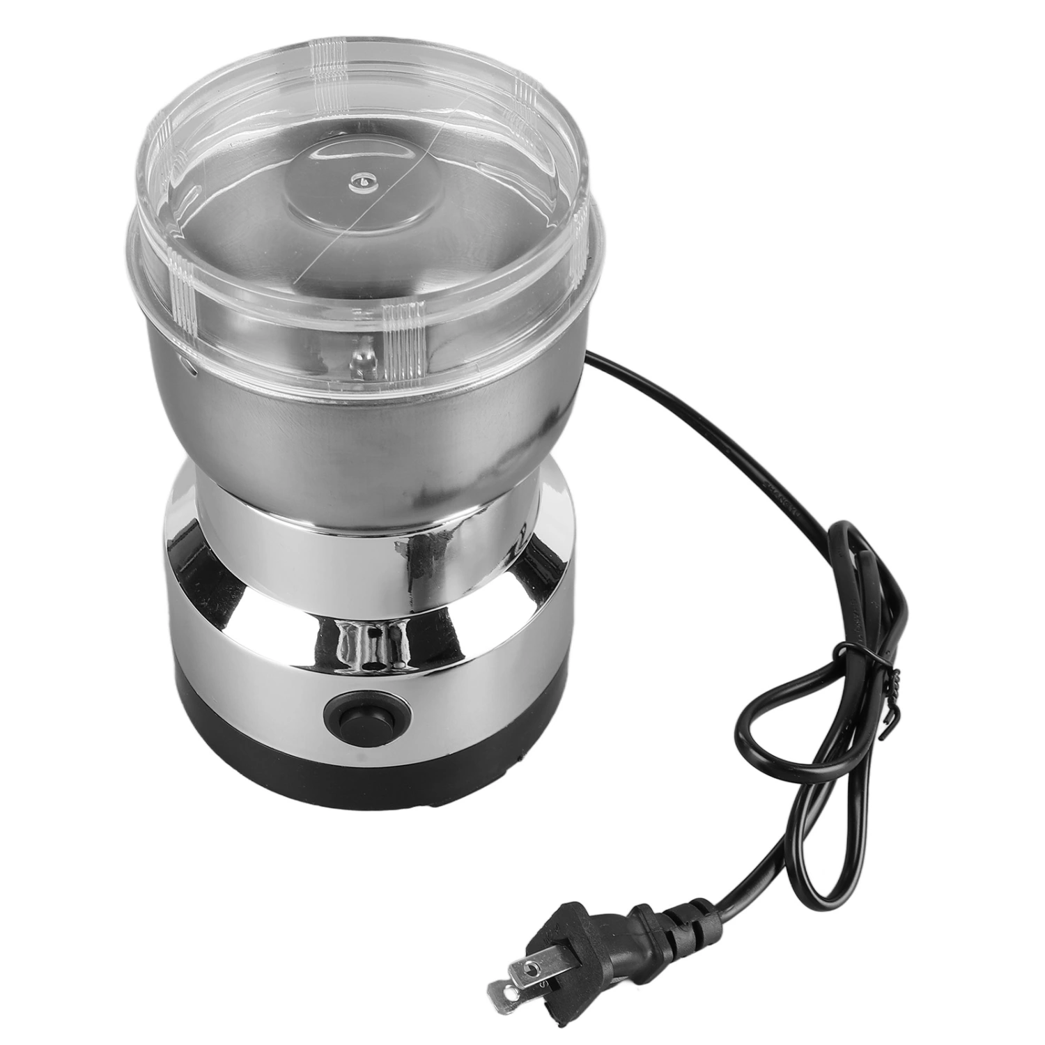 Electric Grinder 4 Blades Transparent Lid Small Electric Coffee Bean Mill for Herbs Grains US Plug 110V