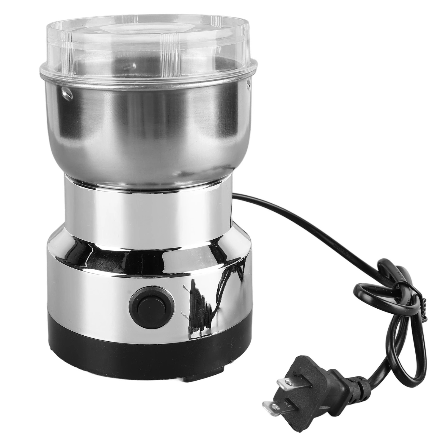 Electric Grinder 4 Blades Transparent Lid Small Electric Coffee Bean Mill for Herbs Grains US Plug 110V