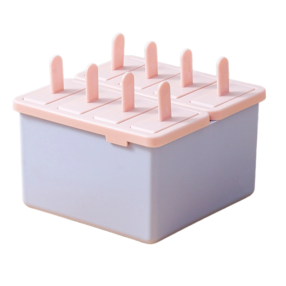 8 Grid Ice Cream Mold with Lid Safe Reliable DIY Easy Thawing Ice Bar Mold for Kitchen Restaurant Pink Purple