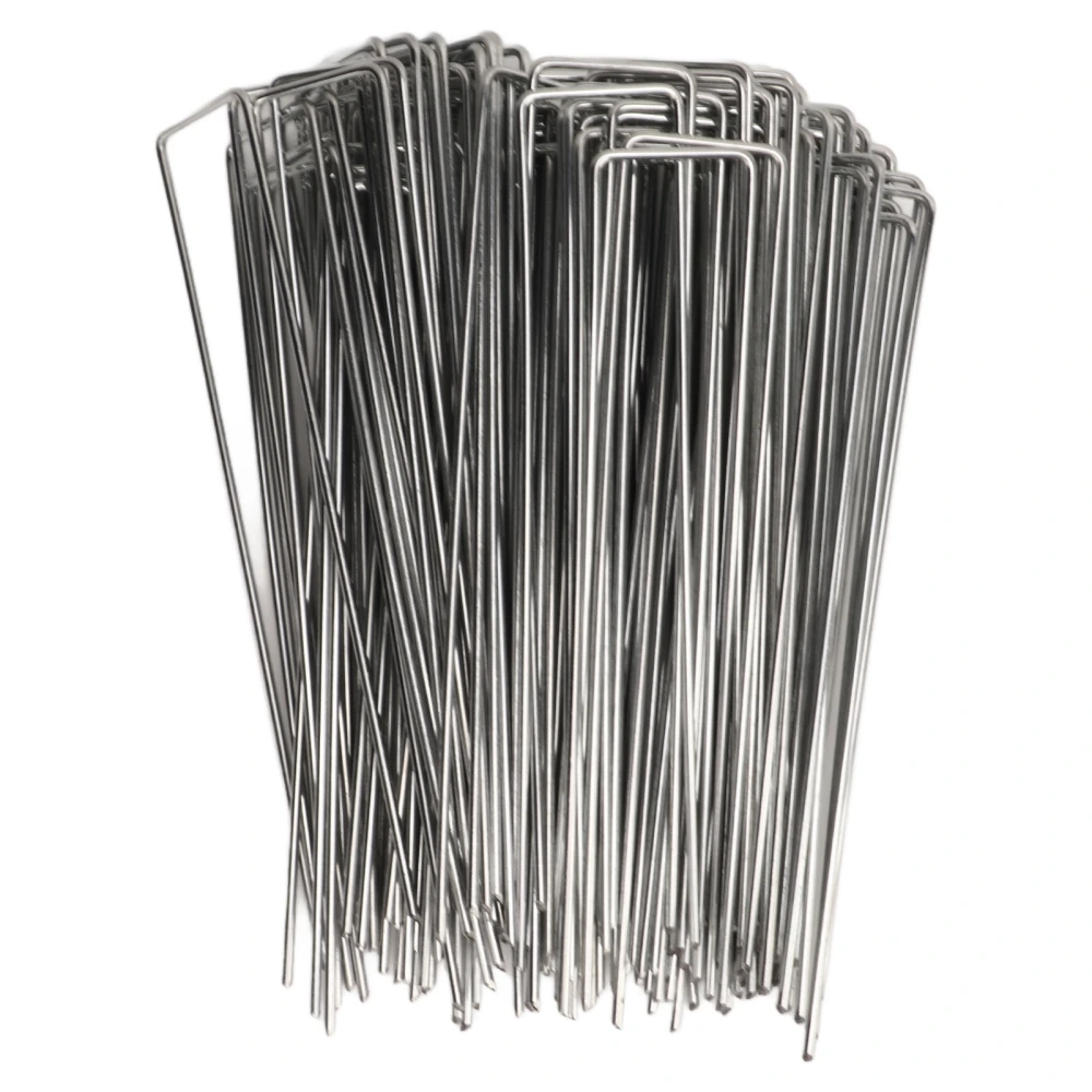 100Pcs U Shaped Garden Stakes Galvanized Steel Landscape Stakes Pins for Weed Barrier Sod Fabric Decorations Roughness 3mm/0.12in