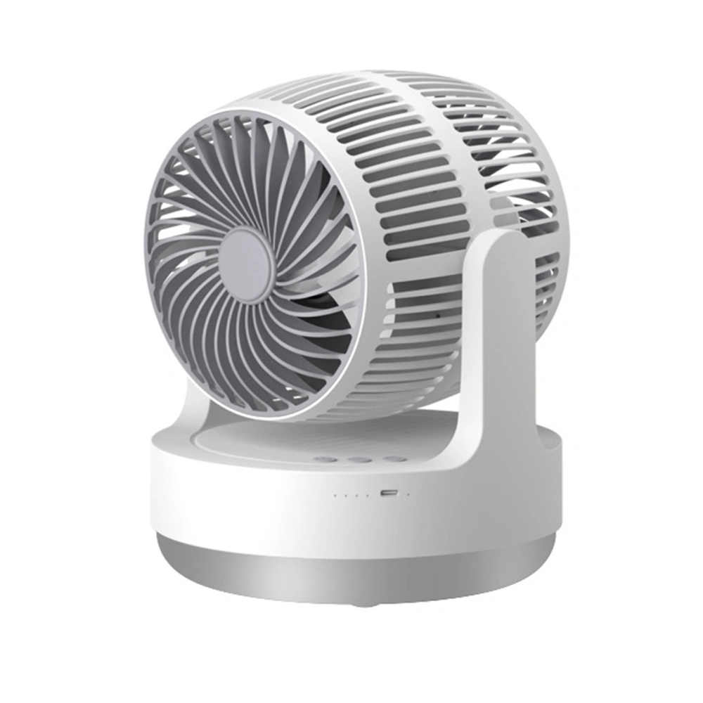 8in Desk Fan Rechargeable Hangable 360 Degree Rotation Air Circulator Double Headed Fan for Home Car Office White Grey