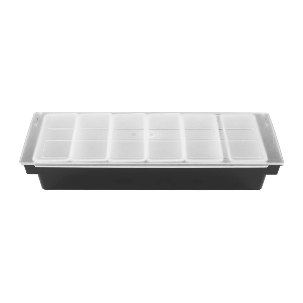 Kitchen Seasoning Box with Cover Multi Grids Spice Box for Home Salt Sugar Nut Candy Dried Fruit Black 6 Grids