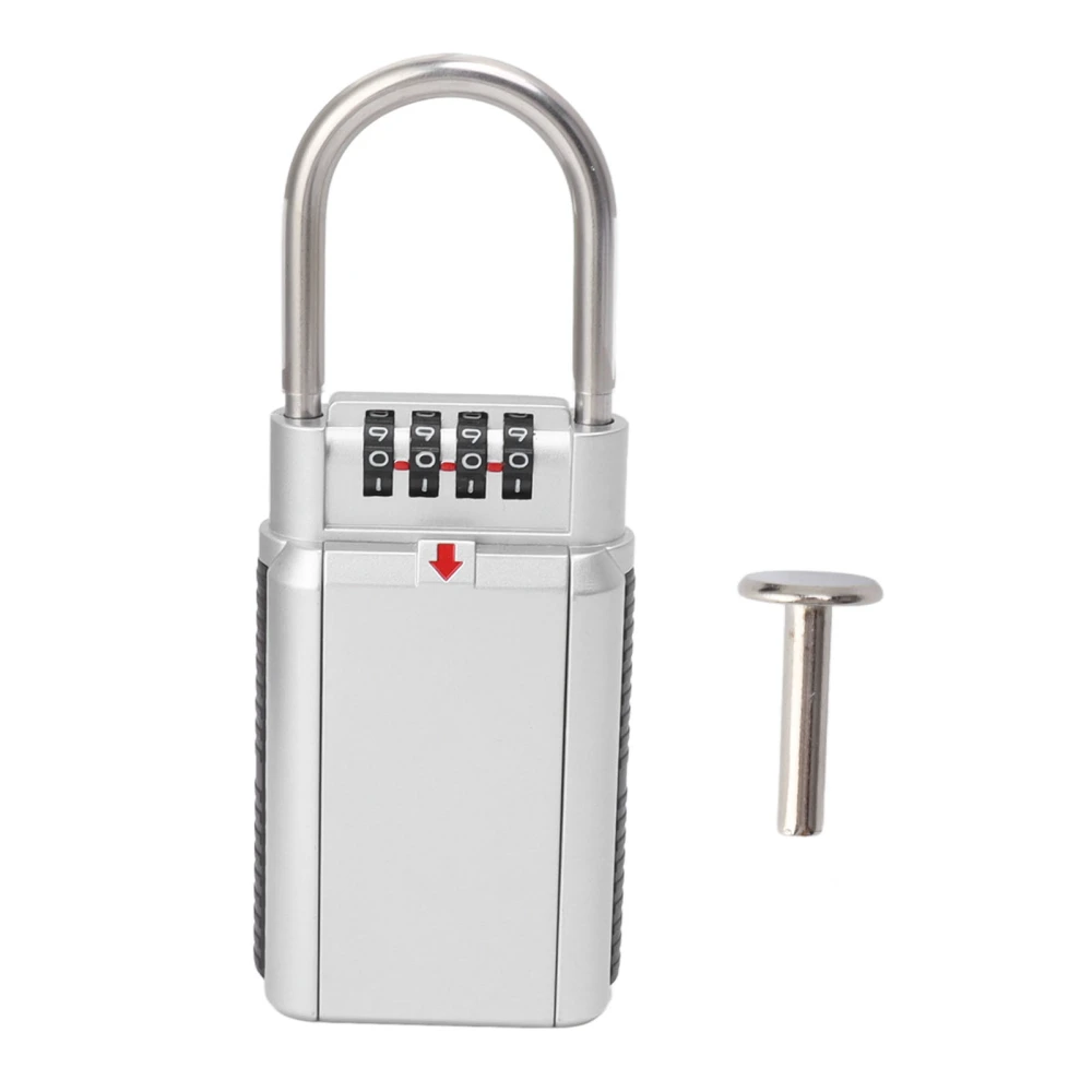 Password Key Box 4 Digit Combination Safe Metal Key Lock Box for Home Factory Office Silver