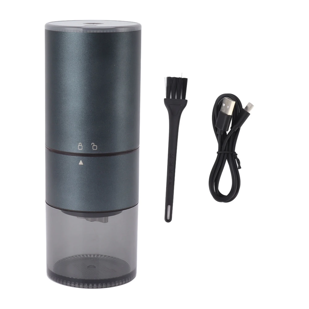 Electric Coffee Grinder Fine Coarse Adjustable Automatic USB Charging Portable Cordless Bean Grinder 110ml Blue Grey