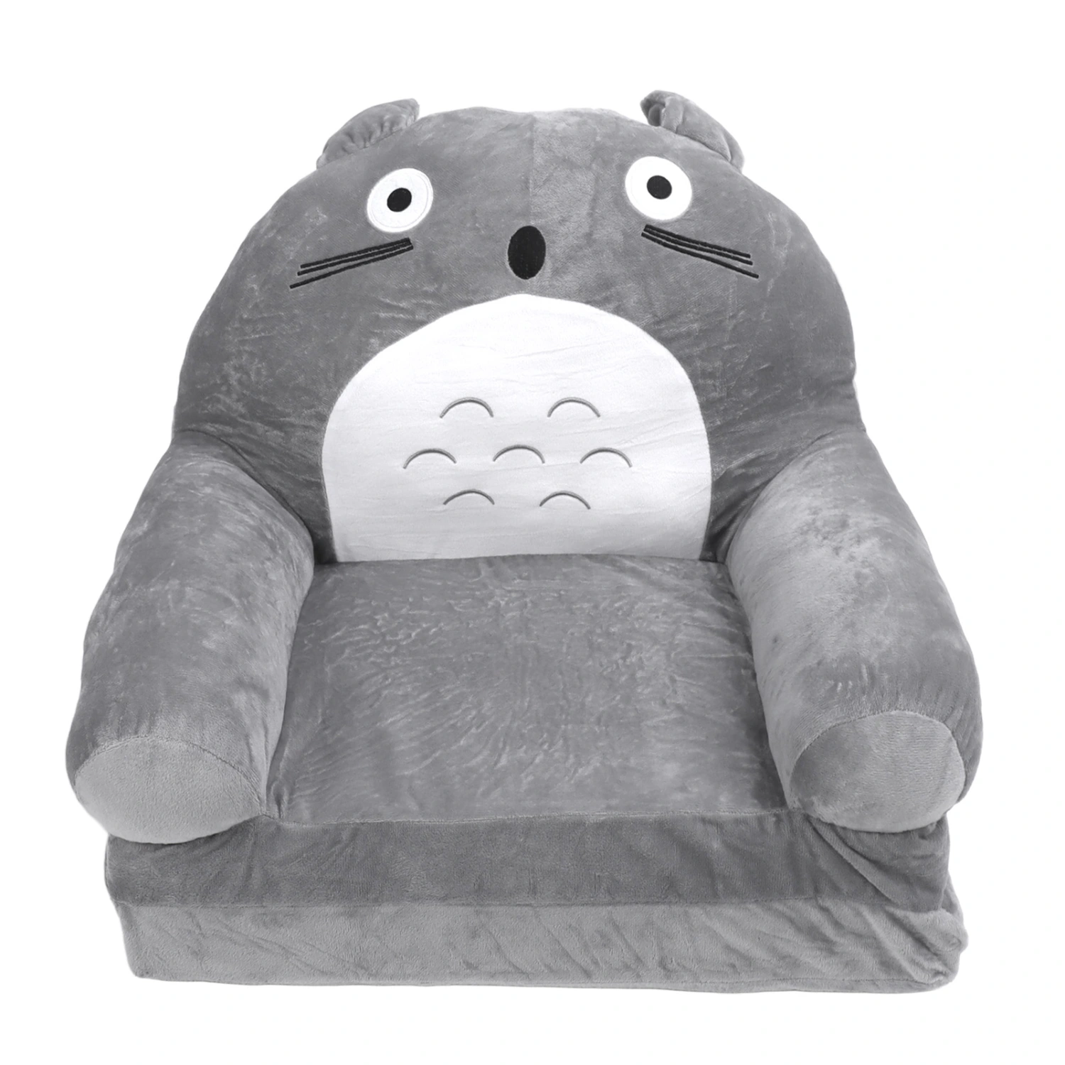 Foldable Kids Sofa Soft Breathable Cartoon Animal Toddler Couch Bed with Armrest for Living Room Bedroom Gray White 2 Layers