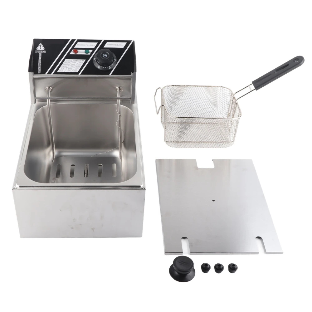 Stainless Steel Electric Deep Fryer 6L Electric Immersion Deep Fryer with Basket Lid US Plug 110V