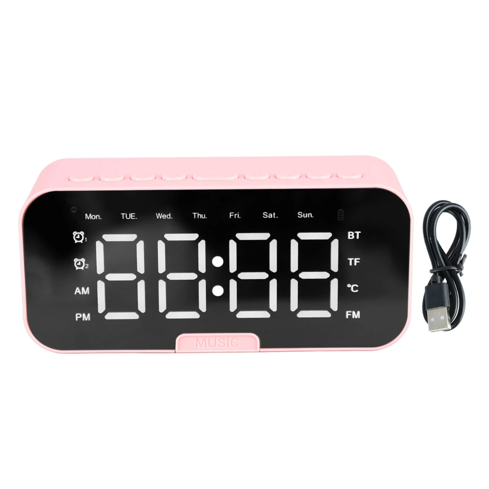 Bluetooth Mirror Alarm Clock LED Digital Screen Loudly Sound Multifunctional Alarm Clock with Bluetooth Speaker for Bedroom