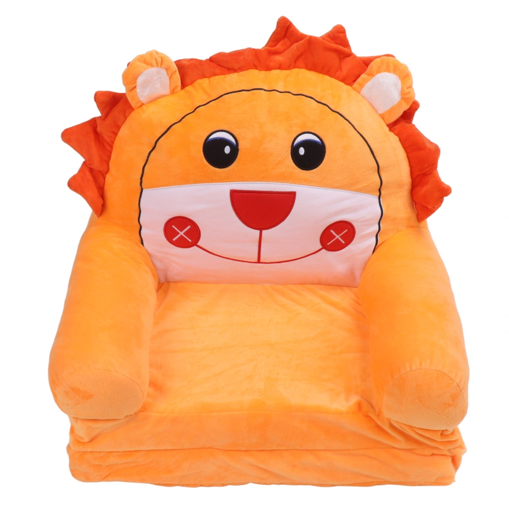 Foldable Kids Sofa Soft Breathable Flip Open Cartoon Animal Toddler Couch Bed for Living Room Bedroom Orange 2 Layers