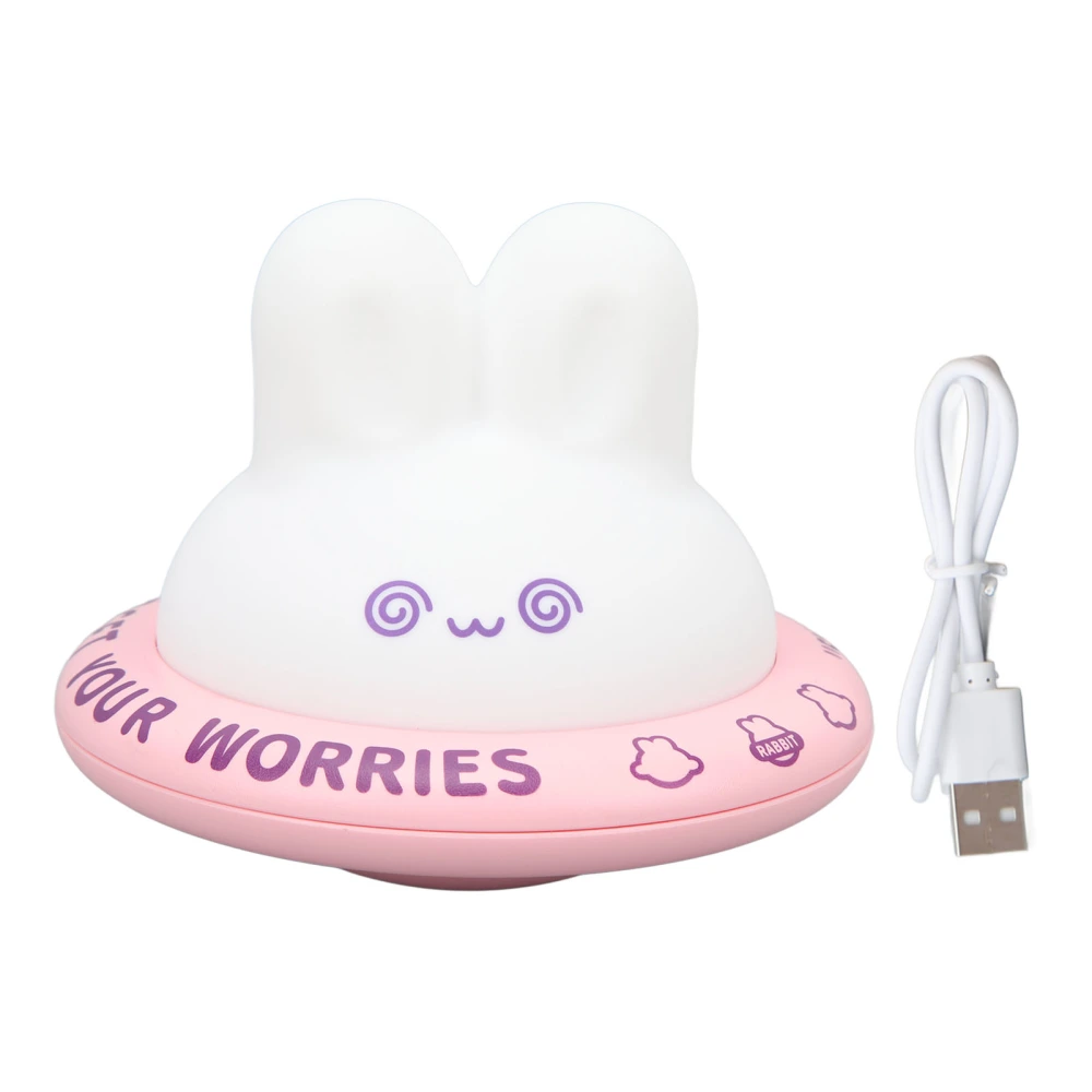 Cute Bunny Night Light Rechargeable 3 Levels Warm Light Soft Silicone Rabbit LED Night Light for Bedroom Decor Pink