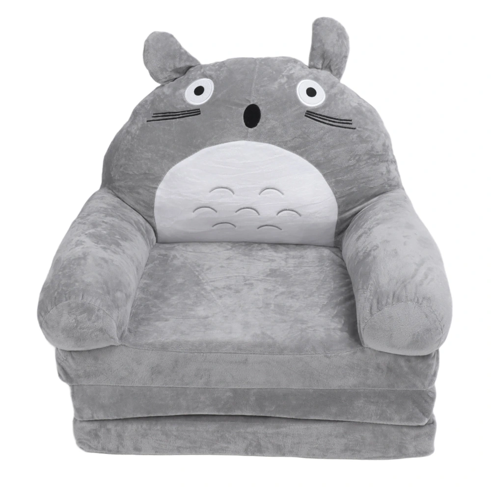 Foldable Kids Sofa Soft Breathable Cartoon Animal Toddler Couch Bed with Armrest for Living Room Bedroom Gray White 3 Layers