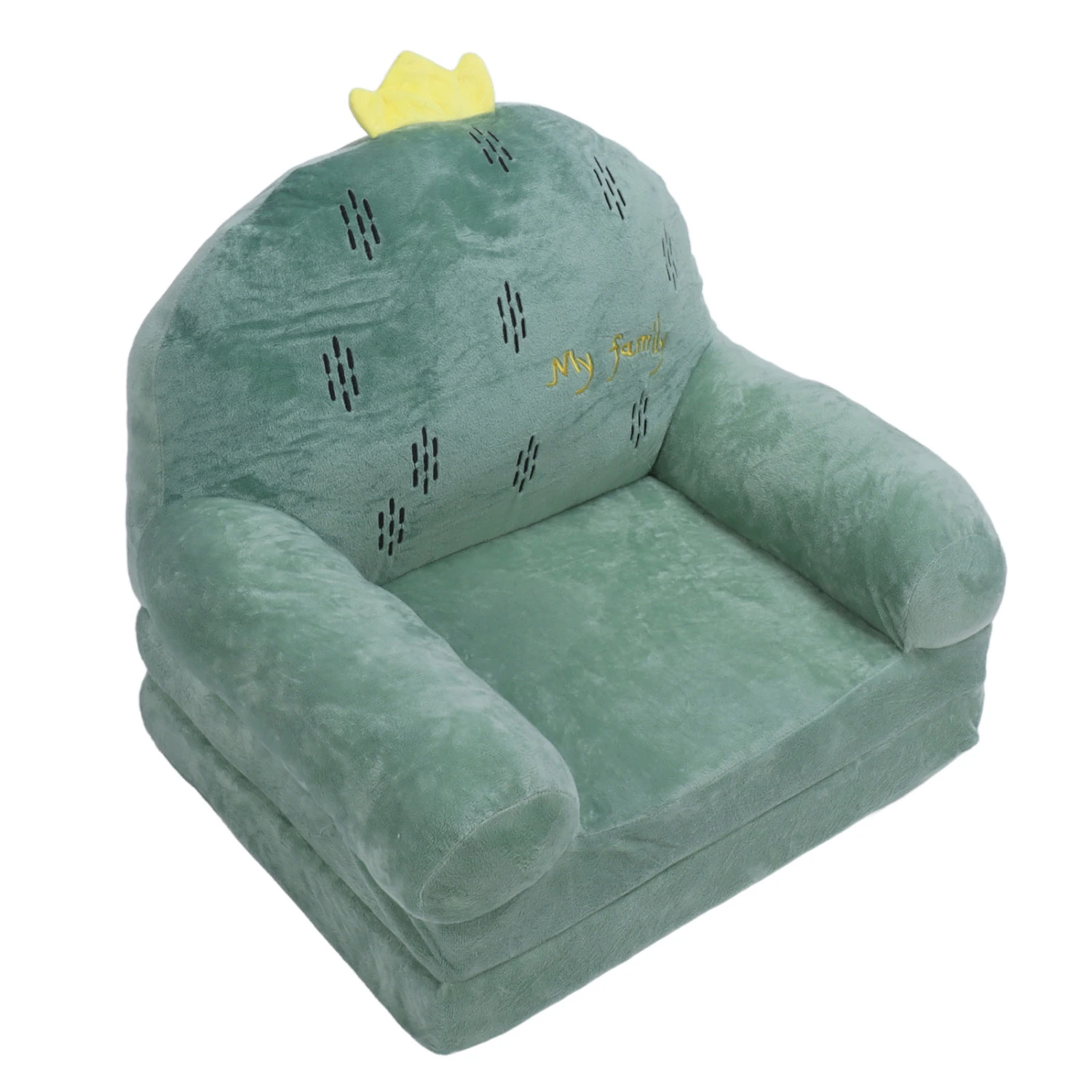 Kids Sofa Comfortable Touch Breathable Foldable Easy to Clean Cactus Toddler Sofa Lounger for Living Room Two Layers
