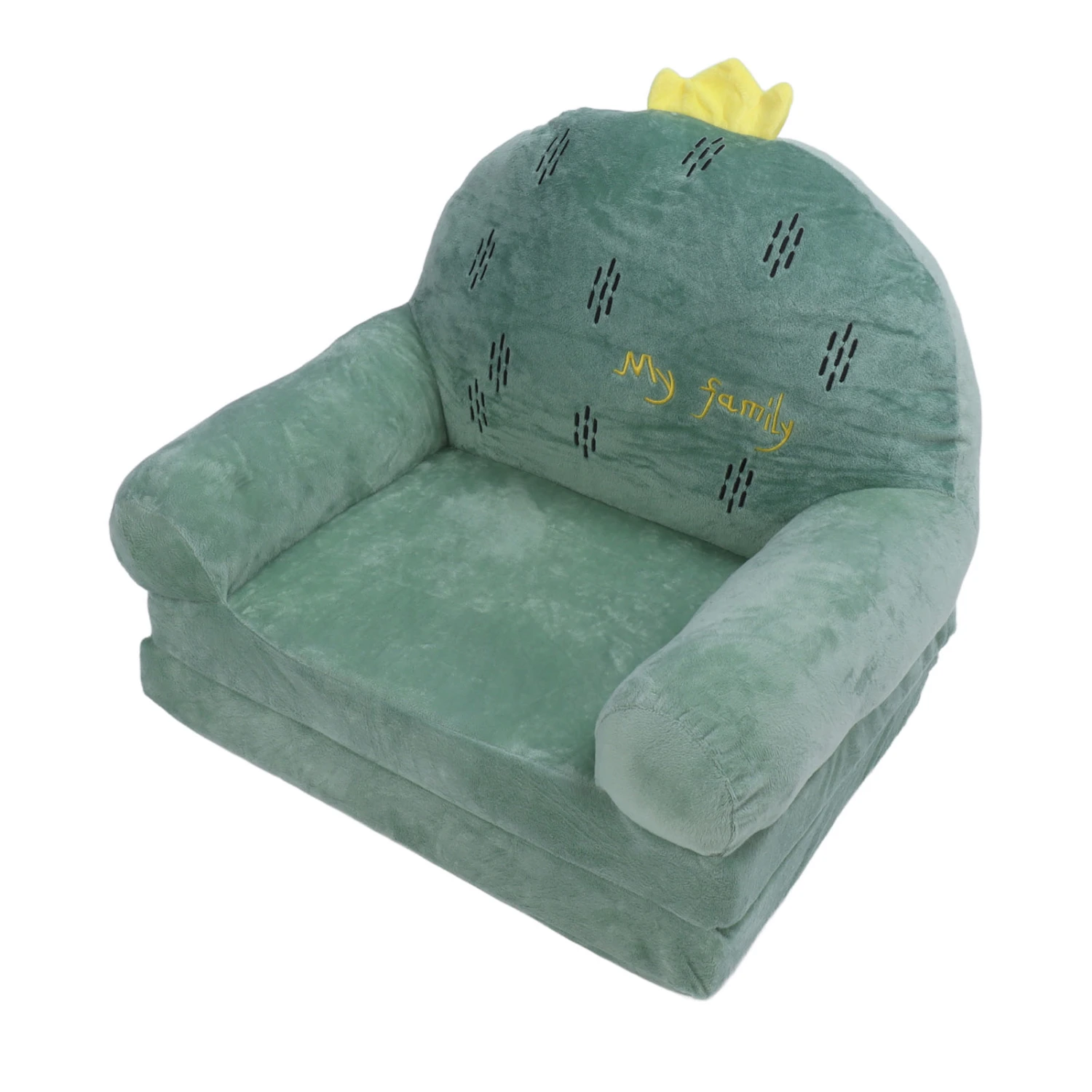 Kids Sofa Comfortable Touch Breathable Foldable Easy to Clean Cactus Toddler Sofa Lounger for Living Room Two Layers