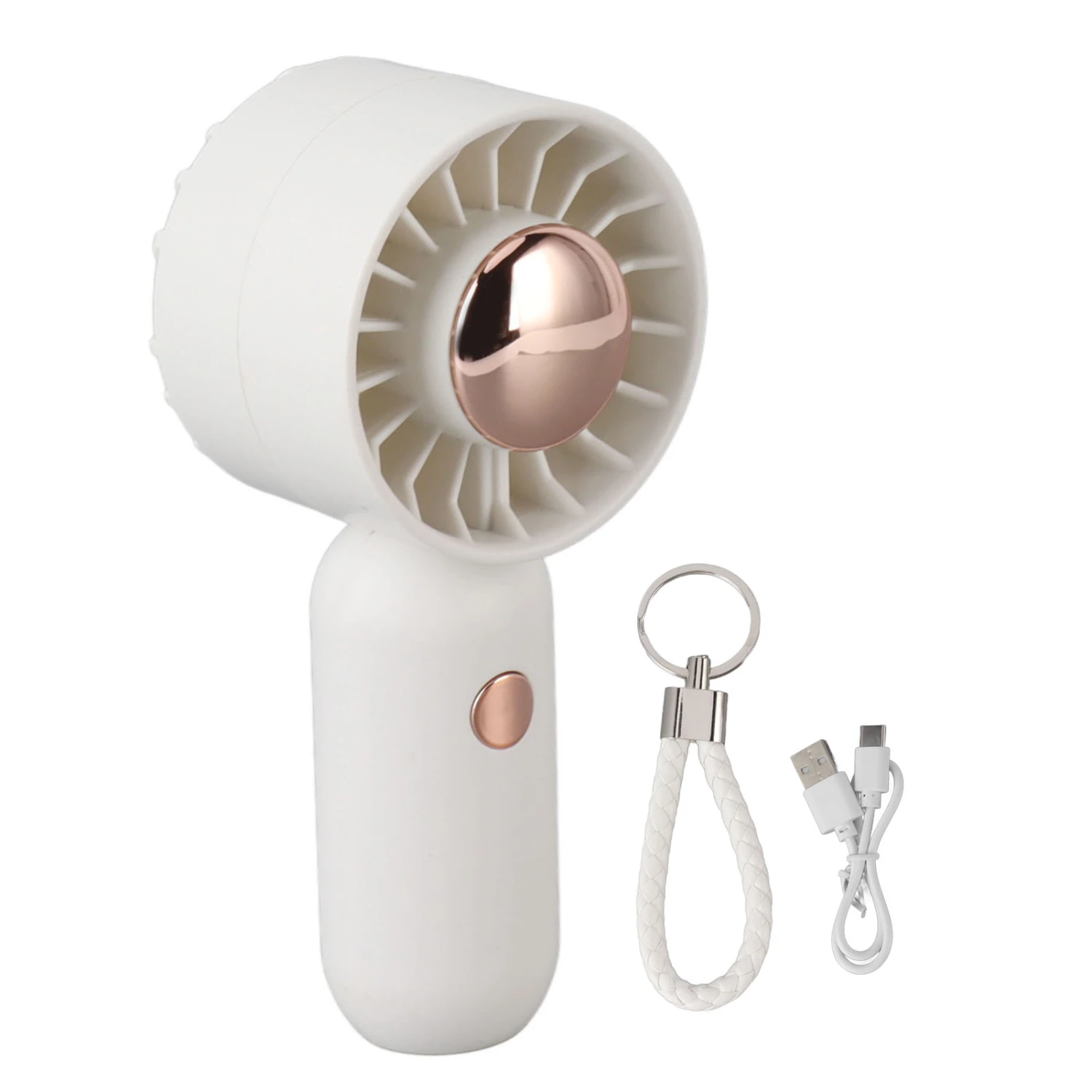 Hand Held Fan Outdoor Portable USB Rechargeable Small Pocket Desk Fan for Students White