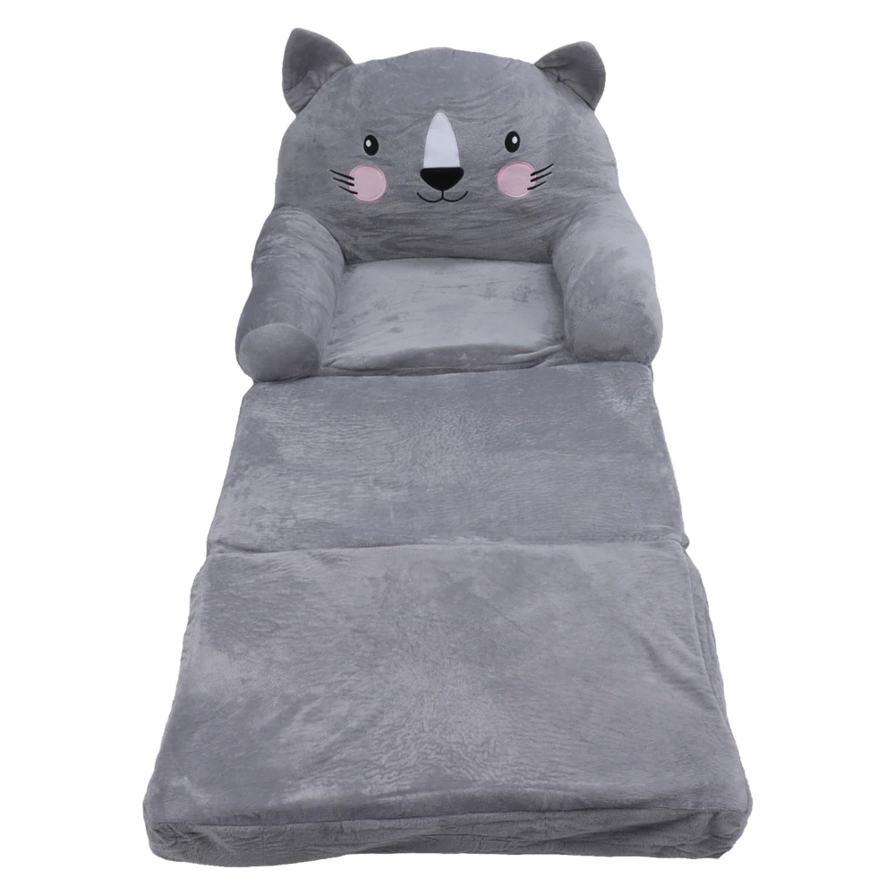 Toddler Chair Gray Cartoon Style Foldable Wide Handle Stable Backrest Breathable Baby Sofa for Home Bedroom 3 Layers