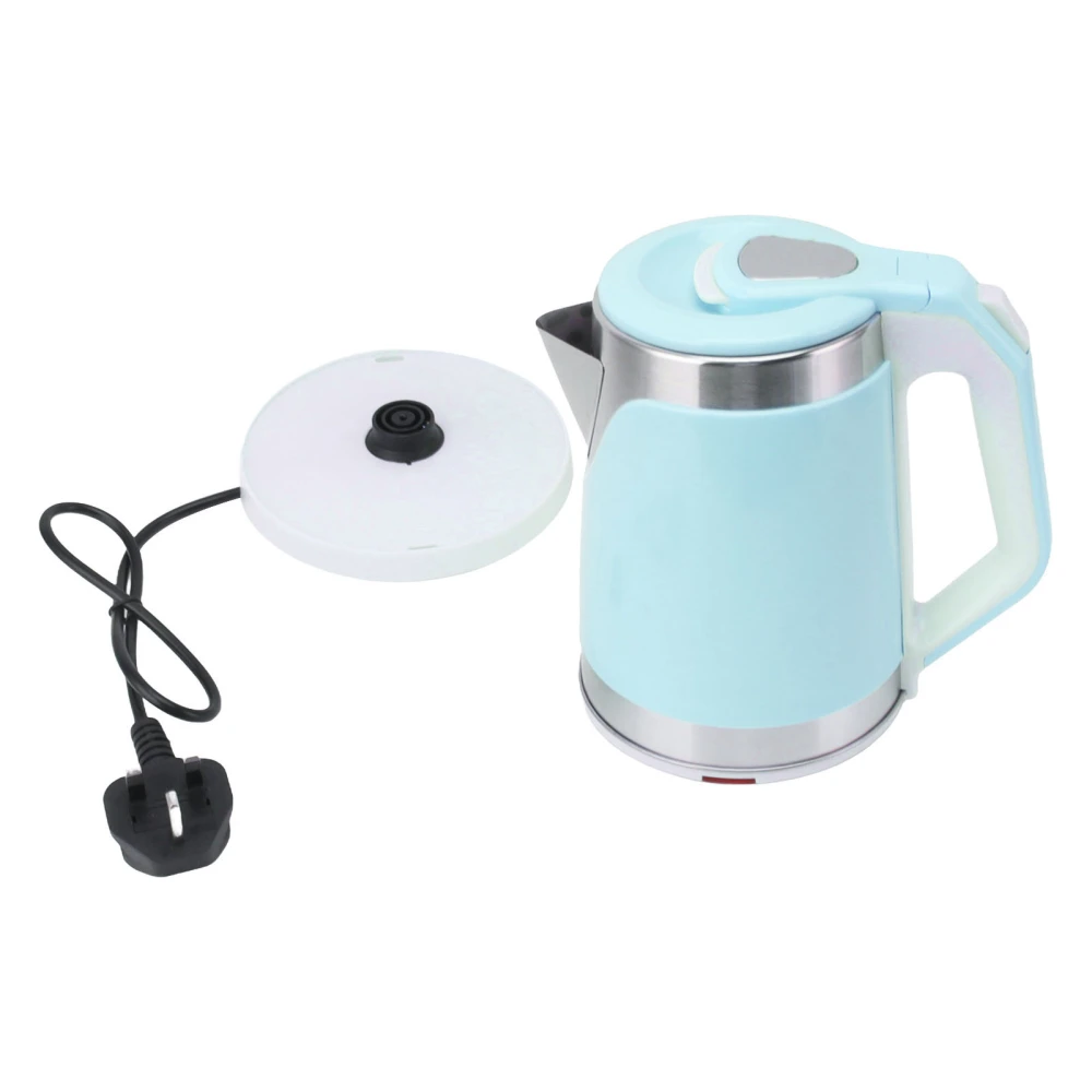 Electric Kettle 2000W Double Layer Stainless Steel Electric Tea Kettle with Boil Dry Protection 2L UK Plug 220V Blue