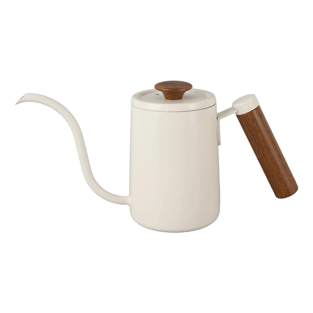 Pour Over Coffee Kettle 304 Stainless Steel Gooseneck Narrow Spout Coffee Kettle with Wood Handle 600ml Beige