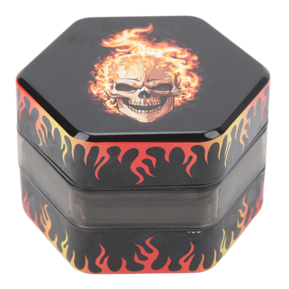 Herb Grinder Hex Shape 50mm 3 Layers Spice Mill Zinc Alloy Manual Tobacco Cigarette Crusher Flame Skull