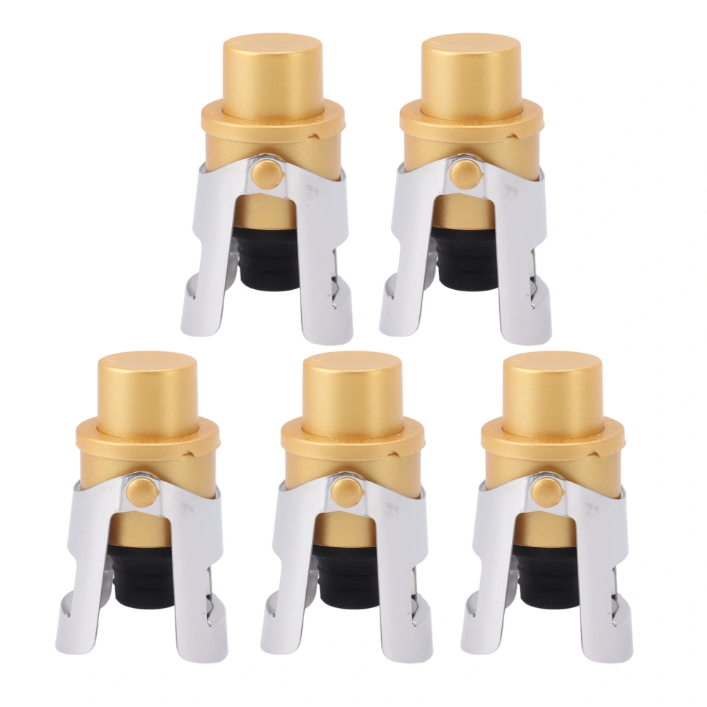 5 Packs Golden Champagne Stopper Stainless Steel Resuable Bottle Sealer Champagne Saver Plug