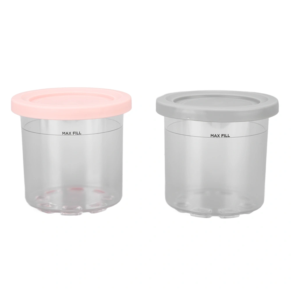 2PCS Ice Cream Pints Cup 600ml Ice Cream Container Storage Jar for Ninja NC299AMZ NC300s Grey and Pink