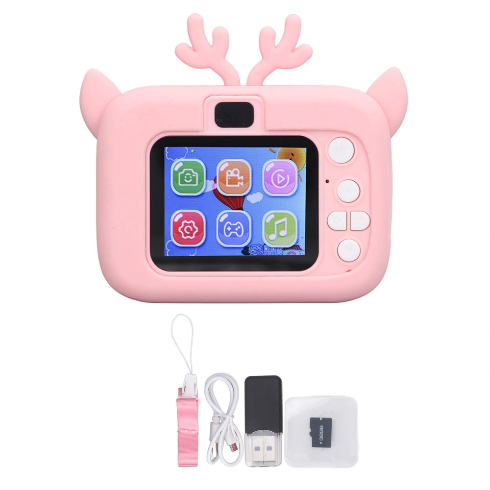 Children Digital Camera with 32G Memory Card Card Reader 20MP 400mAh 1080P USB 2in Color Display Kid Camera Pink Yellow