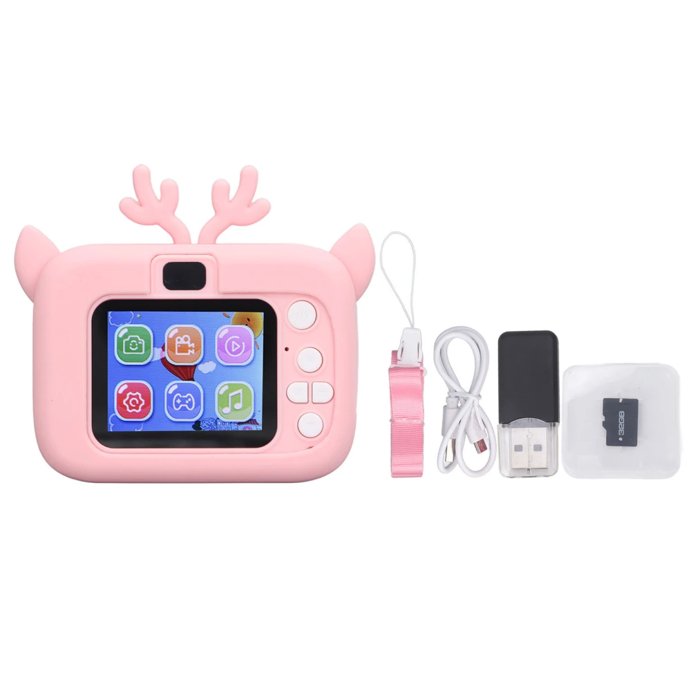 Children Camera 2in Color Display 20MP Record Game Kids Video Camera with Filters Frames Birthday Gift 5V Pink Yellow